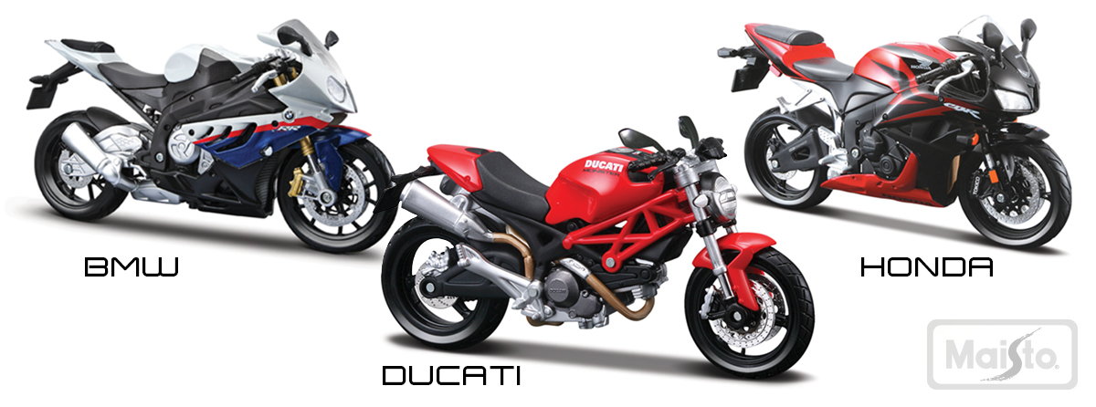 Maisto 1:18 Scale Motorcycles, 4 pk.